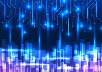 Poster - Circuit technology abstract background Circuit board interconnected with interesting overlapping squares. It conveys the transmission of information to each other and exchanging information