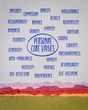 © MarekPhotoDesign.com - word cloud of potential personal core values - text on art paper, personal development concept