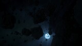 Fototapeta  - White dwarf star Sirius B with hostile rocky asteroid field. Concept 3D illustration astronomy wallpaper. Barren black iron rocks belt orbiting in space. Post supernova helium burning radiation winds.