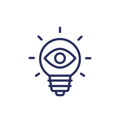 Sticker - light bulb and eye line icon on white