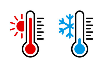 Wall Mural - thermometer with sun and snowflake icon