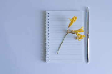 Wall Mural - notebook with flower and pen