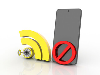 Poster - 3d illustration Transmitter mobile WiFi near stop sign