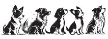 Dogs Heads, Vector Black Illustration, Silhouette Image Of Animal, Laser Cutting