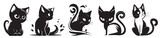 Fototapeta Pokój dzieciecy - Cats vector illustration silhouette laser cutting black and white shape