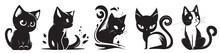 Cats Vector Illustration Silhouette Laser Cutting Black And White Shape