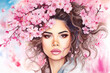 © Robert Kneschke - Hispanic woman fashion portrait with cherry blossoms
