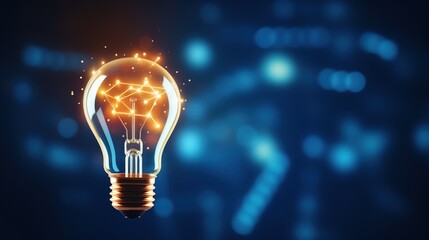 Poster - light bulb on blue background