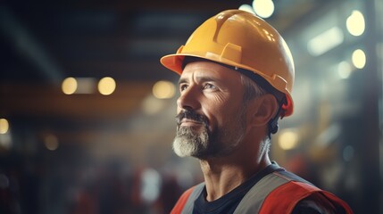 Poster - Engineer worker with helmet in factory and checking machines and equipment. Manufacturing and engineering