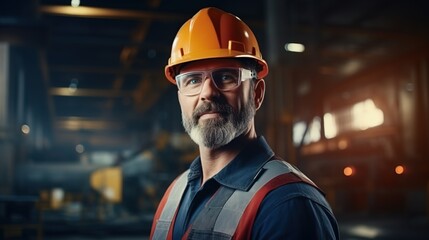 Poster - Engineer worker with helmet in factory and checking machines and equipment. Manufacturing and engineering