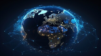 Wall Mural - world map and globe with generative ai