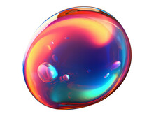 3d Crystal Glass Bubble With Refraction And Holographic Effect Isolated On Transparent Or White Background, Png