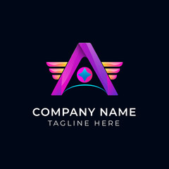 Poster - modern gradient a logo design.typhography logo