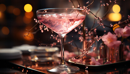 Pink cocktail on a table 