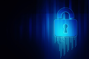 2d illustration Safety concept: Closed Padlock on digital background