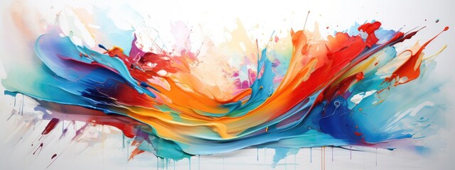 Wall Mural - Abstract splashes of paint blend harmoniously, creating an expressive and energetic artistic background. Generative AI