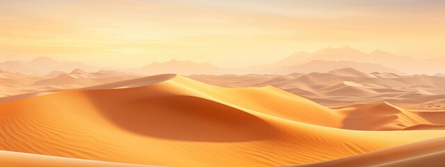 Wall Mural - Golden sand dunes undulate across a vast desert landscape, composing a mesmerizing sandy background. Generative AI