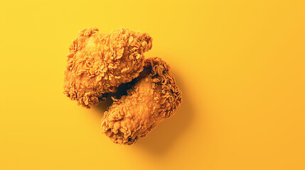 Wall Mural - colorful minimalist fried chicken isolated on yellow background generative ai