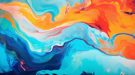 Marbled acrylic painted waves and colorful texture background 