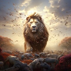 Wall Mural - lion in the sun