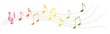 Coloured musical notes on a transparent background, PNG format