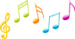 © sissoupitch - Coloured musical notes on a transparent background, PNG format