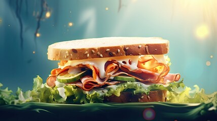 Wall Mural - Sandwich. Web banner with copy space. Generative AI