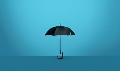 Sticker -  a black umbrella with a blue background and a blue sky.  generative ai