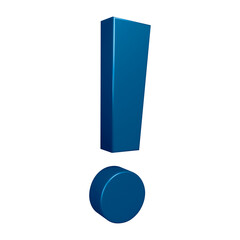 Poster - 3D blue exclamation mark symbol or icon design