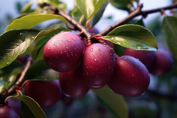 Poster - plums on branch in nature.