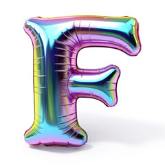 Wall Mural - Silver metallic mylar colorful balloon letter F