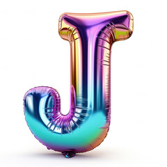 Wall Mural - Silver metallic mylar colorful balloon letter J