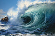 © Lazy_Bear - Large stormy ocean wave. Sea wave with swirl effect. Nature power. Created with Generative AI