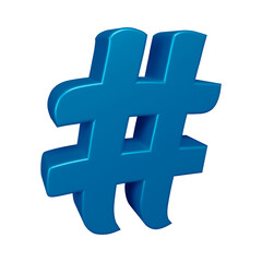 Poster - 3D blue hashtag symbol or icon design