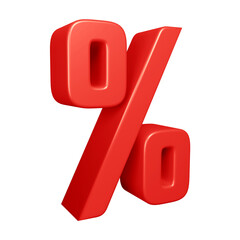 Poster - 3D red percent symbol or icon design
