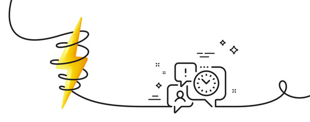 Poster - time management line icon. continuous one line with curl. clock sign. watch symbol. time management 