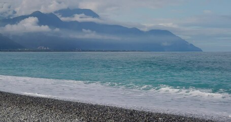 Poster - Beautiful sea beach and mountain in Hualien of Taiwan