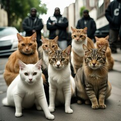 Wall Mural - group of cat thugs