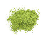 Fototapeta Mapy - Pile of green matcha powder isolated on white, top view