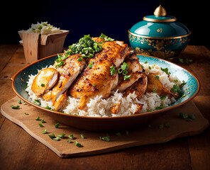 chicken with rice on dish