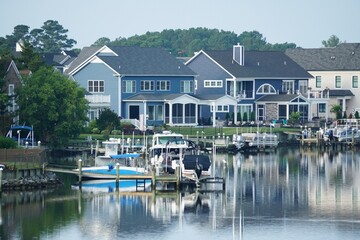 Wall Mural - The view of the luxury waterfront homes by the bay near Rehoboth Beach, Delaware, U.S.A