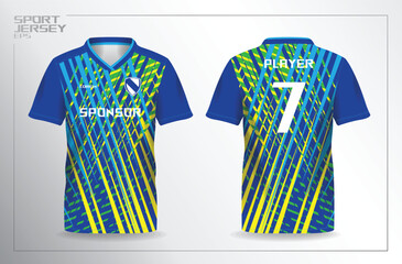 blue green yellow sport jersey for football and soccer shirt template