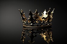 Gold Crown On Black Surface. Generative AI