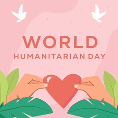 flat design world humanitarian day with hands holding love shape