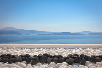 Wall Mural - Conceptual background - Santorini. Greece, Santorini island, Oia - white architecture and deep blue. Abstract background, empty space. Greek Islands, Santorini