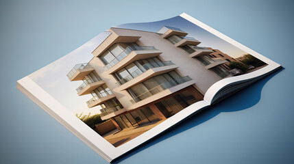 Wall Mural - Real estate or construction business brochure design theme template. Project visualisation