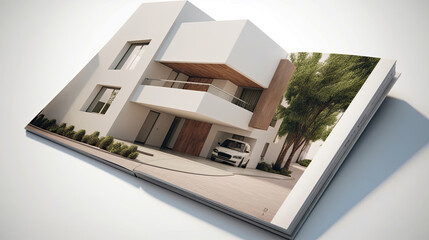 Wall Mural - Real estate or construction business brochure design theme template. Project visualisation