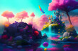 Vivid Fantasy Realism: A Captivating Fusion of Colorful Imagery, Mesmerizing the Senses with Creative Delight..