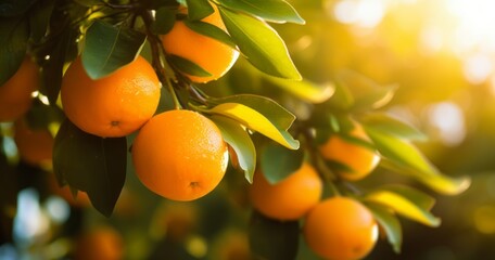 orange garden in the morning,summer background