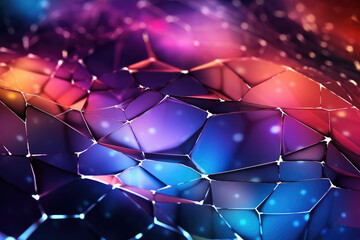 Poster - Web Abstract Creative Technology Network Background in Neon Colors extreme closeup. Generative AI